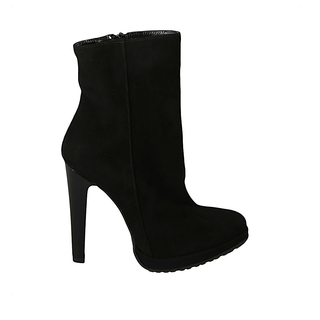 black suede boots with zipper