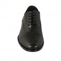 Elegant men's Oxford shoe with laces and captoe in black leather - Available sizes:  49