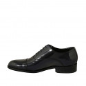 Men's elegant laced oxford shoe with captoe in blue brush-off leather - Available sizes:  36, 46, 47, 49, 50