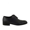 Elegant laced derby men's shoe with captoe in blue leather - Available sizes:  36, 47, 48