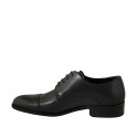 Elegant laced derby men's shoe with captoe in blue leather - Available sizes:  36, 47