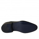 Elegant laced derby men's shoe with captoe in blue leather - Available sizes:  36, 47