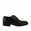 Men's derby shoe with laces in black smooth leather - Available sizes:  36, 49
