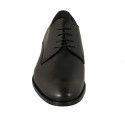 Men's derby shoe with laces in black smooth leather - Available sizes:  36, 49