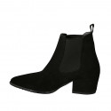 Woman's pointy ankle boot with elastic bands in black suede heel 5 - Available sizes:  32