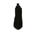 Bottines à bout pointu pour femmes avec elastiques en daim noir talon 5 - Pointures disponibles:  32