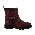 Woman's ankle boot with zipper und buckle in black and red printed leather heel 3 - Available sizes:  42