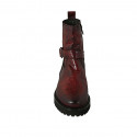 Woman's ankle boot with zipper und buckle in black and red printed leather heel 3 - Available sizes:  42