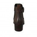 Woman's pointy ankle boot with elastic bands and buckle in brown leather heel 5 - Available sizes:  42