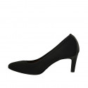 Zapato de salon puntiagudo para mujer en tejido negro tacon 6 - Tallas disponibles:  32
