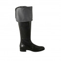 Woman's boot with turnover and zippers in black leather heel 3 - Available sizes:  43
