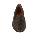 Woman's mocassin in brown printed leather heel 1 - Available sizes:  42
