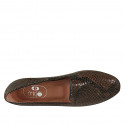 Woman's mocassin in brown printed leather heel 1 - Available sizes:  42
