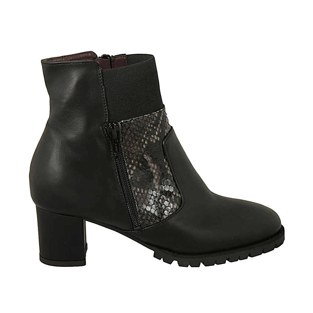 Bottines pour femmes avec fermeture éclair, semelle amovible et elastique