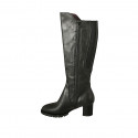 Woman's boot with zipper, elastic band and removable insole in black leather heel 5 - Available sizes:  32