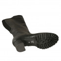 Woman's boot with zipper, elastic band and removable insole in black leather heel 5 - Available sizes:  32