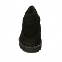 Mocasín para mujer con tachuelas en gamuza negra tacon 4 - Tallas disponibles:  43