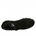 Woman's moccasin shoe with studs in black suede heel 4 - Available sizes:  43