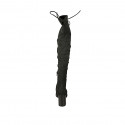 Bottes au genou pour femmes en daim elastique et cuir noir avec lacets et demi fermeture éclair talon 7 - Pointures disponibles:  33, 34, 42
