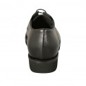 Scarpa stringata derby da donna con plantare estraibile ed elastici in pelle nera tacco 3 - Misure disponibili: 45