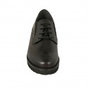 Chaussure à lacets avec semelle amovible et elastiques pour femmes en cuir noir talon 3 - Pointures disponibles:  45