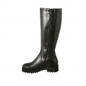 Woman's boot with removable insole and zipper in black leather heel 4 - Available sizes:  43