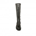 Woman's boot with removable insole and zipper in black leather heel 4 - Available sizes:  43