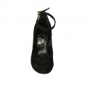 Escarpin pour femmes avec courroie à la cheville et plateforme en daim noir talon 11 - Pointures disponibles:  31