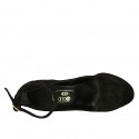Zapato de salon para mujer con cinturon al tobillo y plataforma en gamuza negra tacon 11 - Tallas disponibles:  31