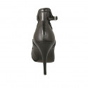 Woman's pump with strap in black leather heel 11 - Available sizes:  31