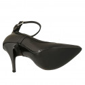 Zapato de salón para mujer con cinturon en piel negra tacon 11 - Tallas disponibles:  31