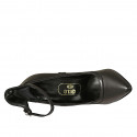 Zapato de salón para mujer con cinturon en piel negra tacon 11 - Tallas disponibles:  31