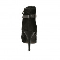 Woman's ankle boot with zipper and buckle in black suede and leather heel 10 - Available sizes:  33