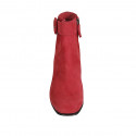 Woman's ankle boot with buckle and zipper in red suede heel 6 - Available sizes:  32