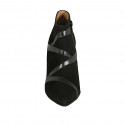 Botines para mujer con cremallera en gamuza y piel negra tacon 8 - Tallas disponibles:  32, 42