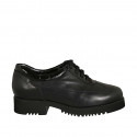 Woman's laced shoe in black leather and patent leather with removable insole heel 3 - Available sizes:  44