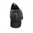 Woman's laced shoe in black leather and patent leather with removable insole heel 3 - Available sizes:  44