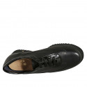 Chaussure à lacets pour femmes en cuir et cuir verni noir avec semelle amovible talon 3 - Pointures disponibles:  44