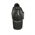 Woman's highfronted shoe with elastic band, zipper and buckle in black leather heel 5 - Available sizes:  44