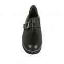 Woman's highfronted shoe with elastic band, zipper and buckle in black leather heel 5 - Available sizes:  44