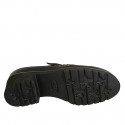 Zapato cerrado para mujer con elastico, cremallera y hebilla en piel de color negro tacon 5 - Tallas disponibles:  44