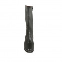 Woman's boot in black-colored leather with zipper heel 5 - Available sizes:  42, 43
