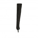 Bottes au genou à bout pointu pour femmes en daim noir avec demi fermeture éclair talon 7 - Pointures disponibles:  33, 42