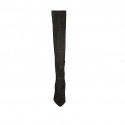Botas a punta y a la rodilla para mujer en gamuza negra con media cremallera tacon 7 - Tallas disponibles:  33, 42