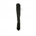 Bottes au genou à bout pointu pour femmes en daim elastique noir avec lacets et fermeture éclair talon 8 - Pointures disponibles:  34