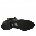 Bottines avec elastiques et bout Brogue pour femmes en cuir noir talon 3 - Pointures disponibles:  32