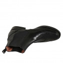 Bottines avec elastiques et bout Brogue pour femmes en cuir noir talon 3 - Pointures disponibles:  32