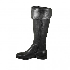Botas para mujer con solapa y cremalleras en piel negra tacon 3 - Tallas disponibles:  32 2