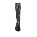 Woman's boot with turnover and zipper in black leather heel 3 - Available sizes:  32