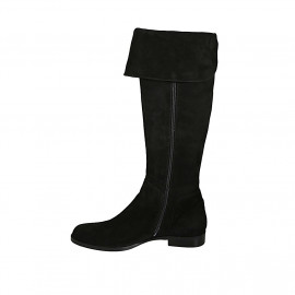 Bottes pour femmes avec revers et fermeture éclair en daim noir talon 3 - Pointures disponibles:  33 2